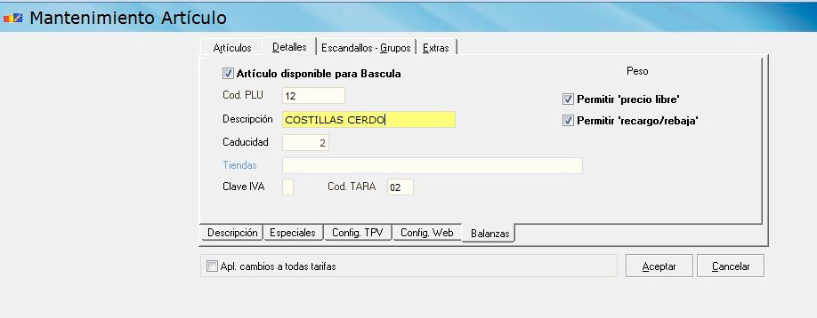 Programa gestión báscula solo peso