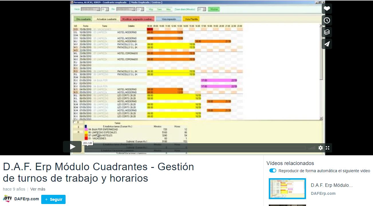 Vídeo Vimeo D.A.F. Erp Mòdulo Cuadrantes